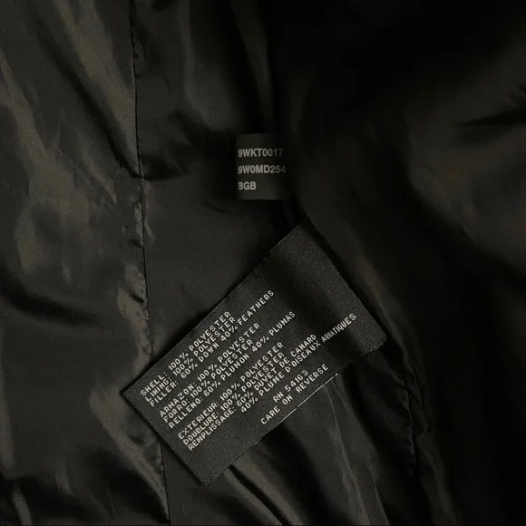 Nine West Velvet Satin Black Beige Damask Paisley Down Puffer Jacket Size Large - Picture 9 of 9